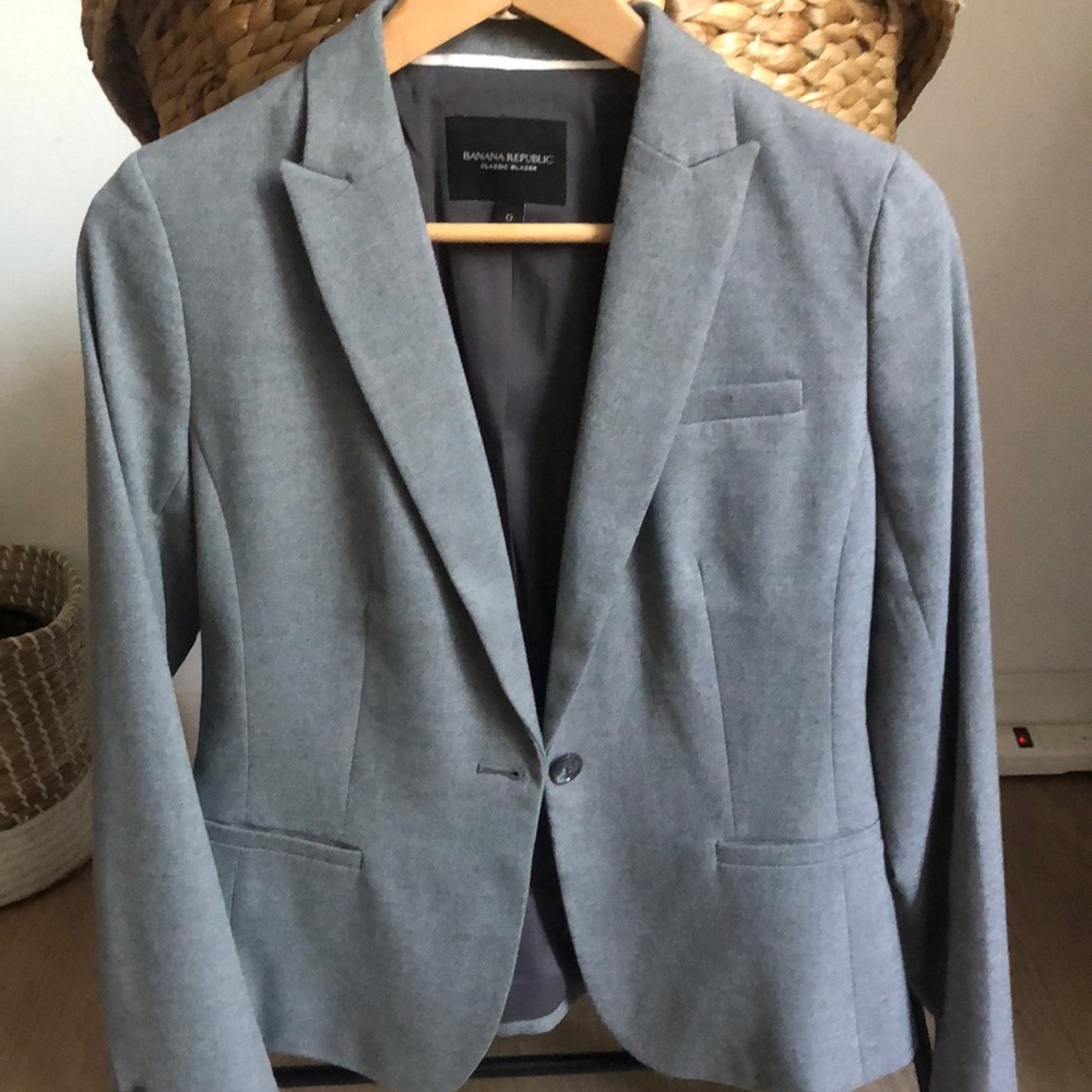 Banana Republic Classic Blazer, Gray, Size 0